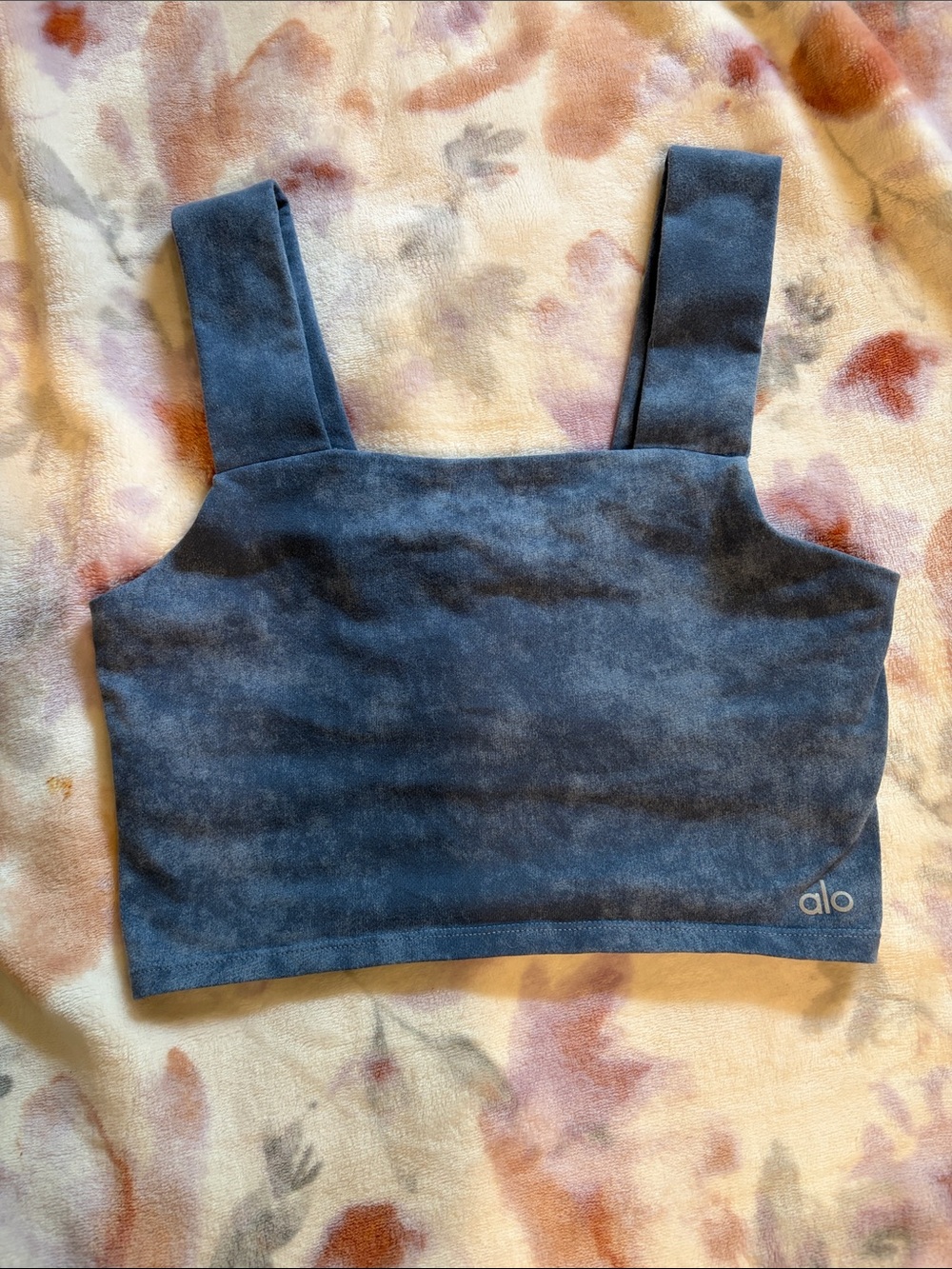 ALO Yoga Blue Tie-Dye Cropped Tank Top